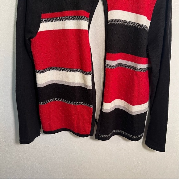 Alfred Dunner One Button Cardigan Black Red White PM - Picture 3 of 8